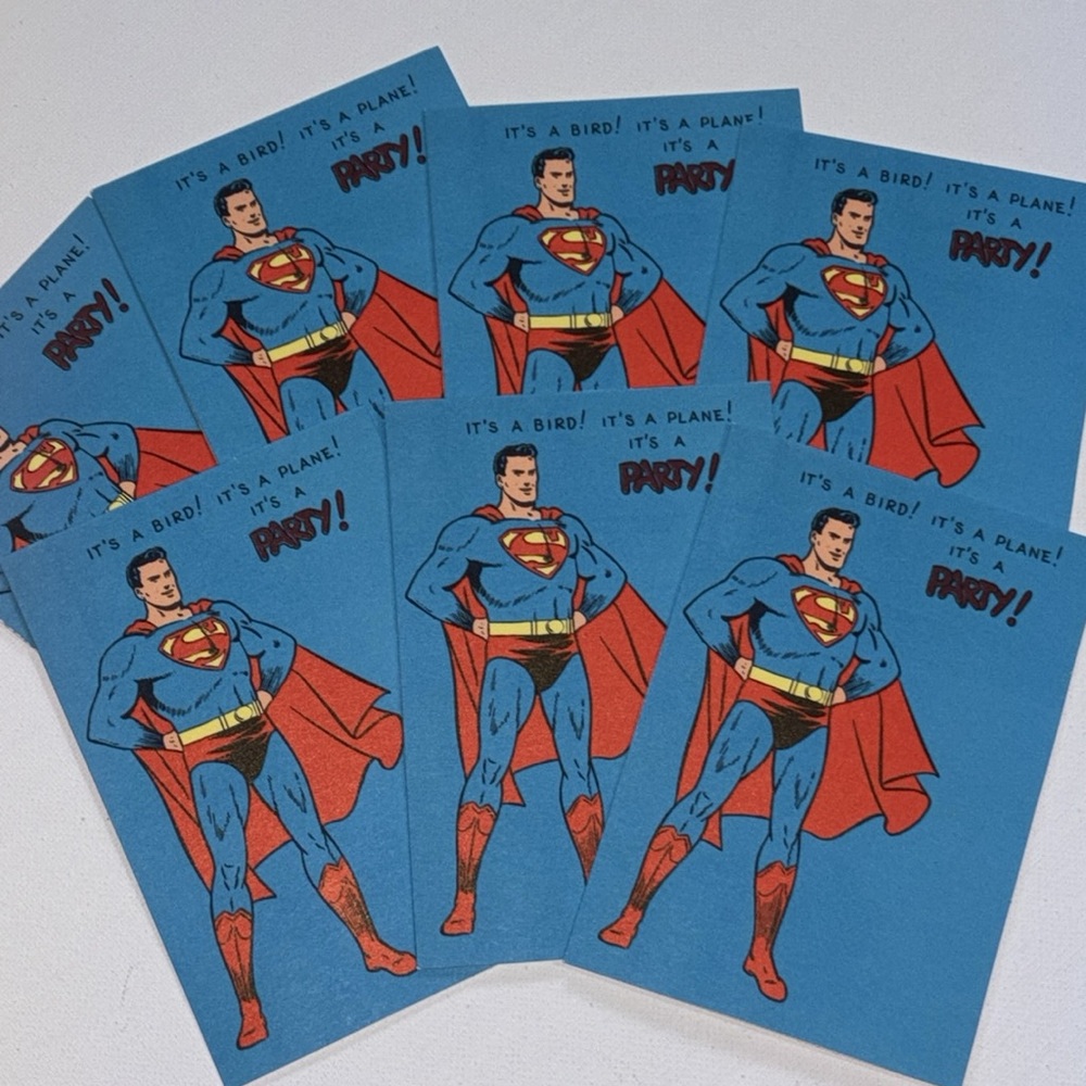RARE 1966 Hallmark Superman Party Invitations Set of 7 VTG HALLMARK SUPERMAN